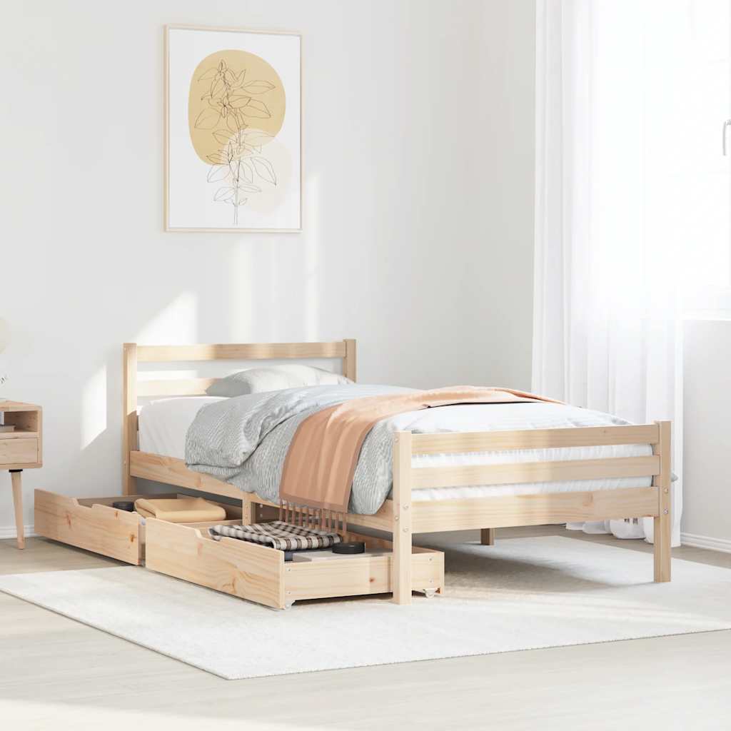 Vetonek Estructura de cama sin colchón madera maciza de pino 100x200 cm