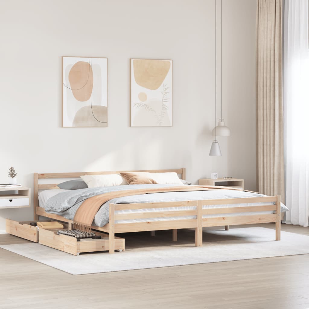 Vetonek Estructura de cama sin colchón madera maciza de pino 180x200 cm