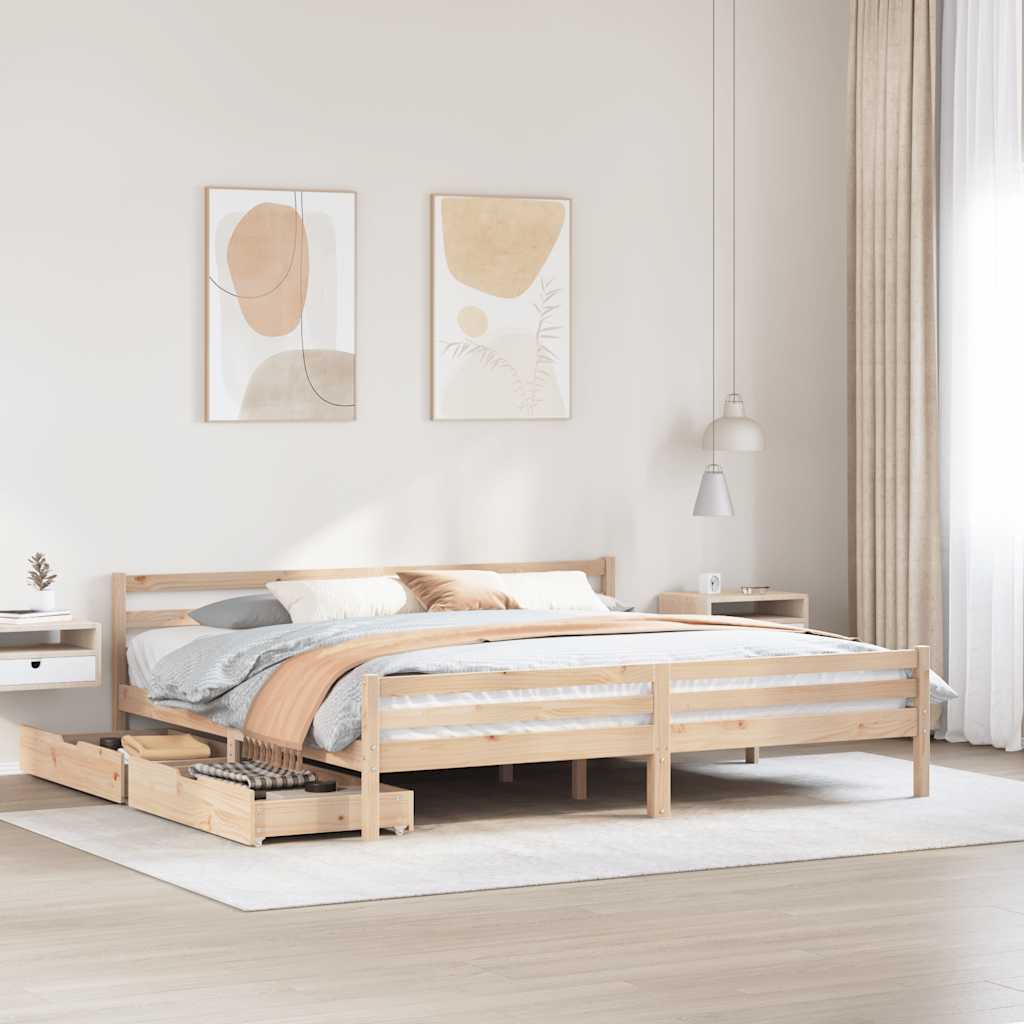 Vetonek Estructura de cama sin colchón madera maciza de pino 200x200 cm