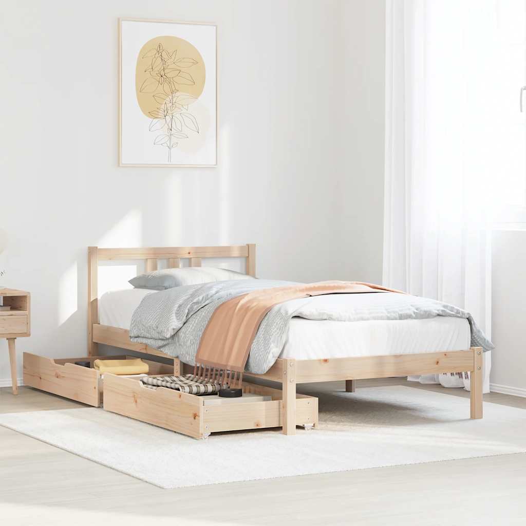 Vetonek Estructura de cama sin colchón madera maciza de pino 90x200 cm