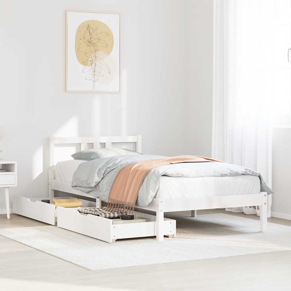 Vetonek Estructura de cama sin colchón madera de pino blanca 90x200 cm