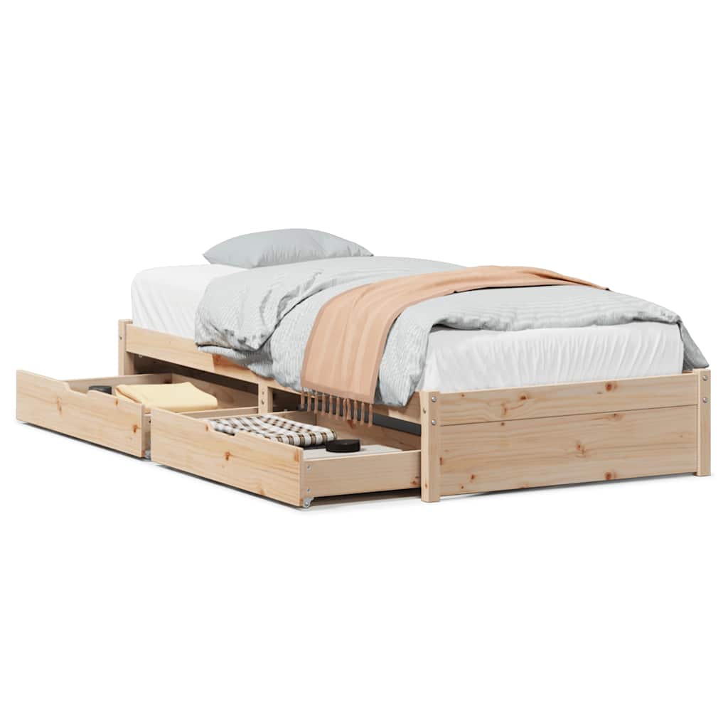 Vetonek Estructura de cama sin colchón madera maciza pino 75x190 cm