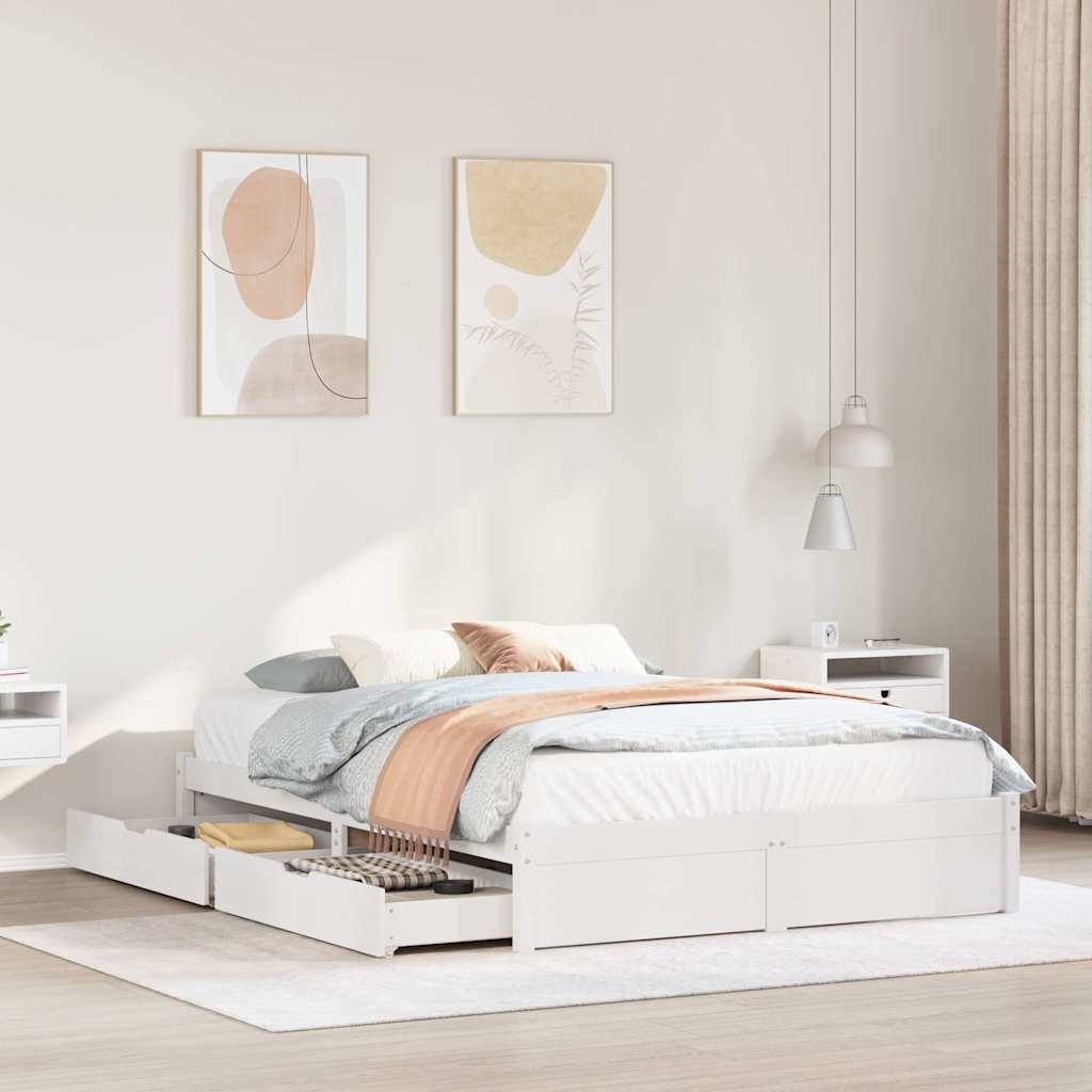 Vetonek Estructura de cama sin colchón madera de pino blanca 140x190 cm