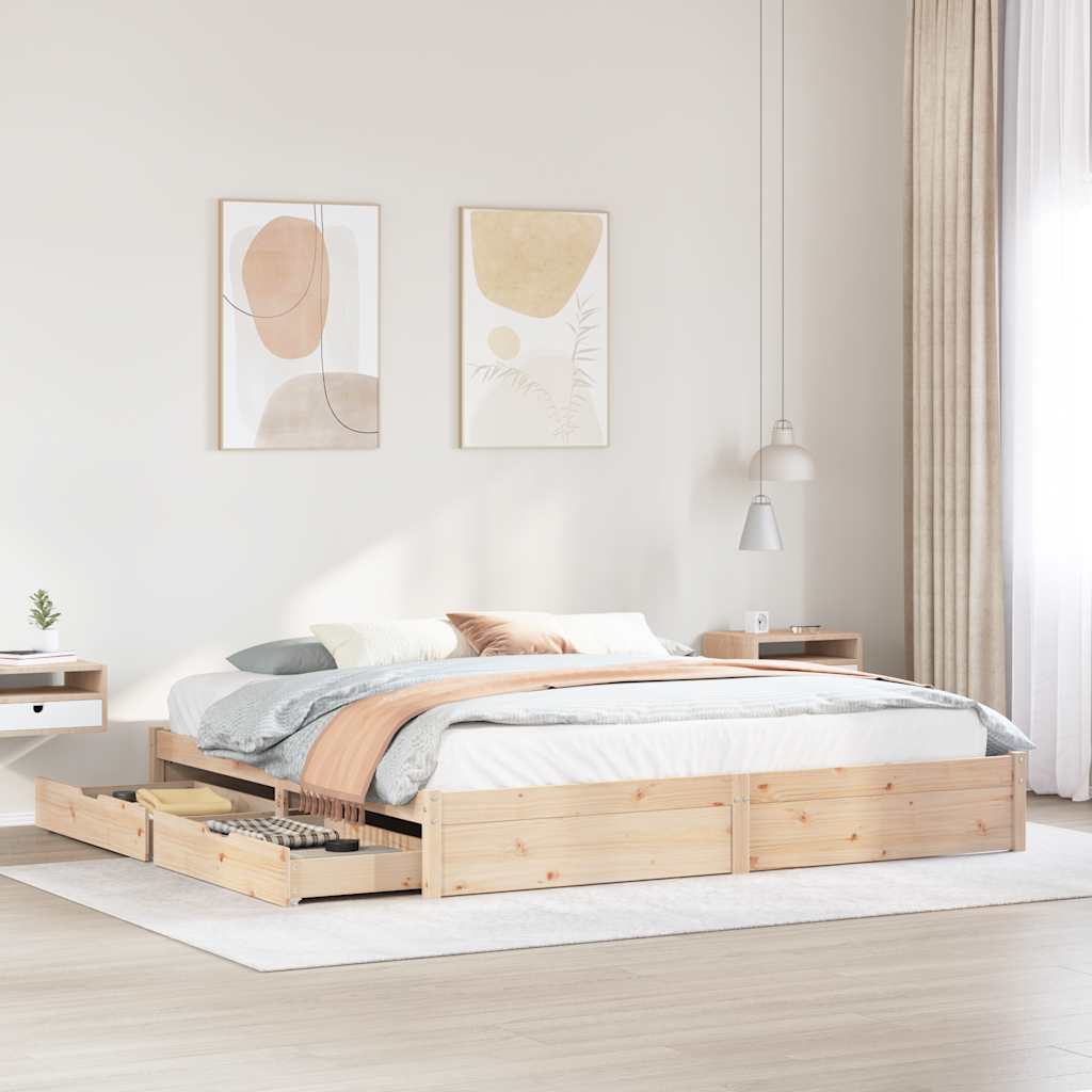 Vetonek Estructura de cama sin colchón madera maciza de pino 180x200 cm