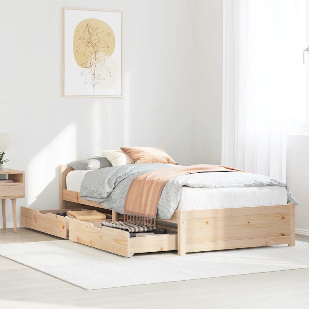 Vetonek Estructura de cama sin colchón madera maciza pino 75x190 cm