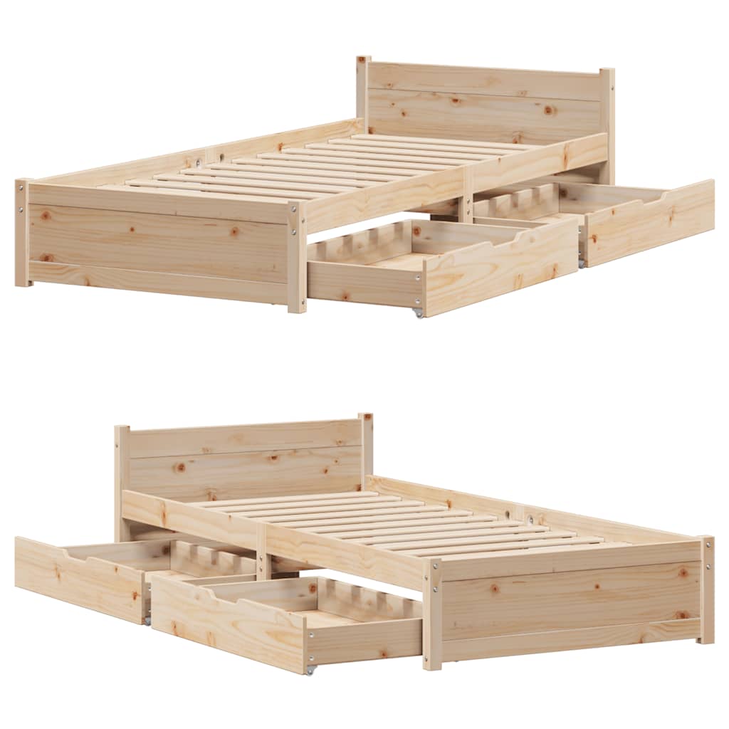 Estructura de cama sin colchón madera maciza de pino 90x190 cm V0637 Vetonek