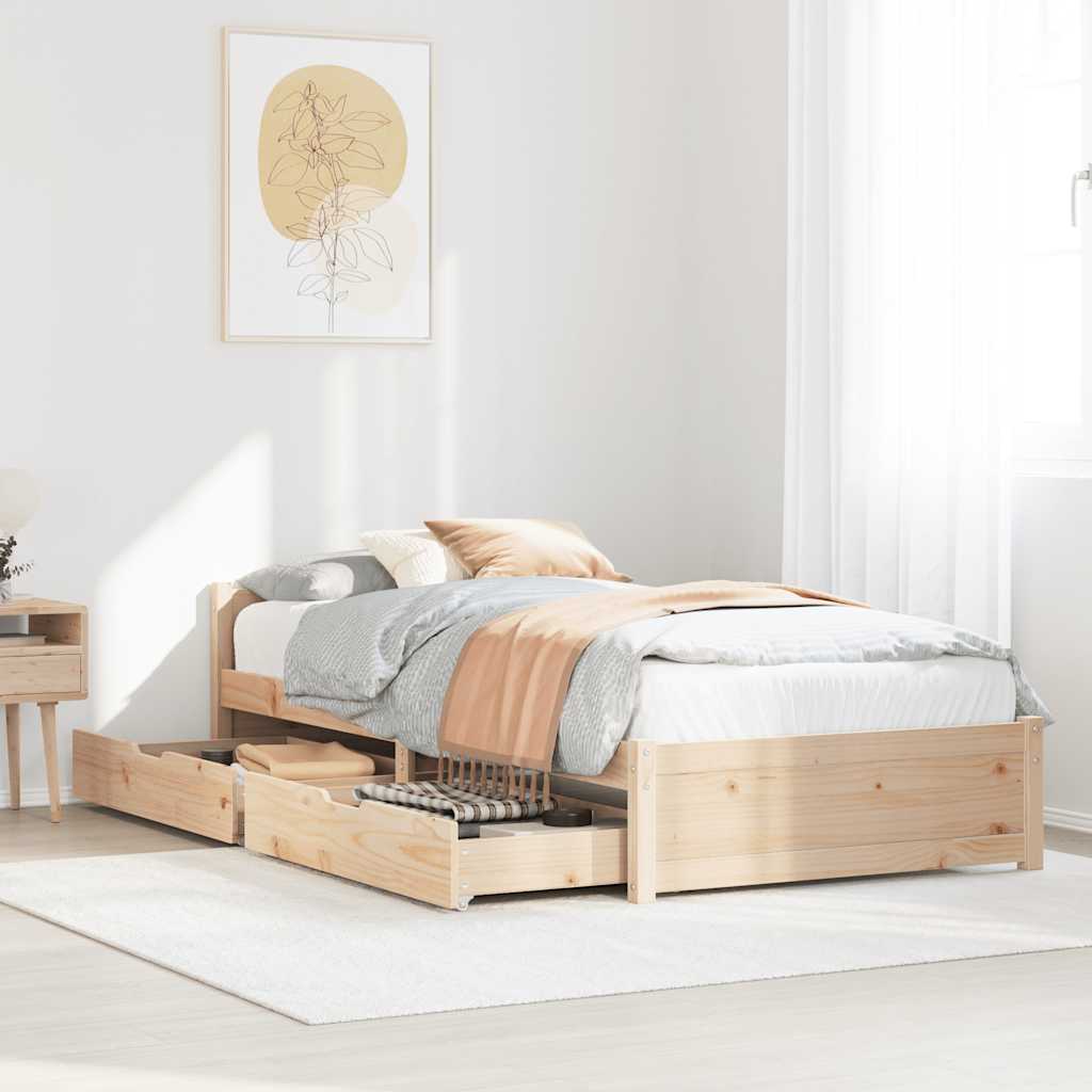 Estructura de cama sin colchón madera maciza de pino 90x190 cm V0637 Vetonek