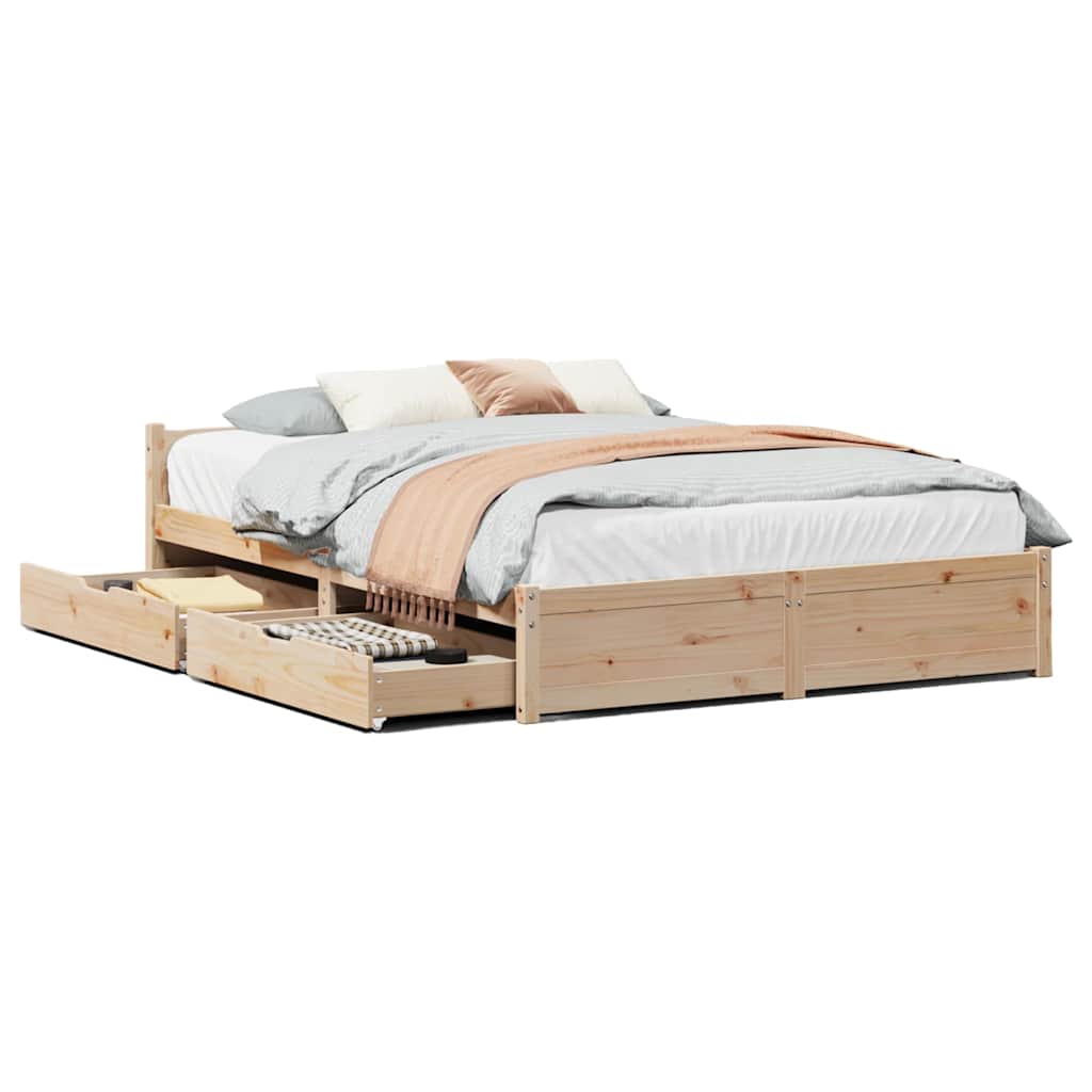 Estructura de cama sin colchón madera maciza de pino 120x190 cm V0651 Vetonek