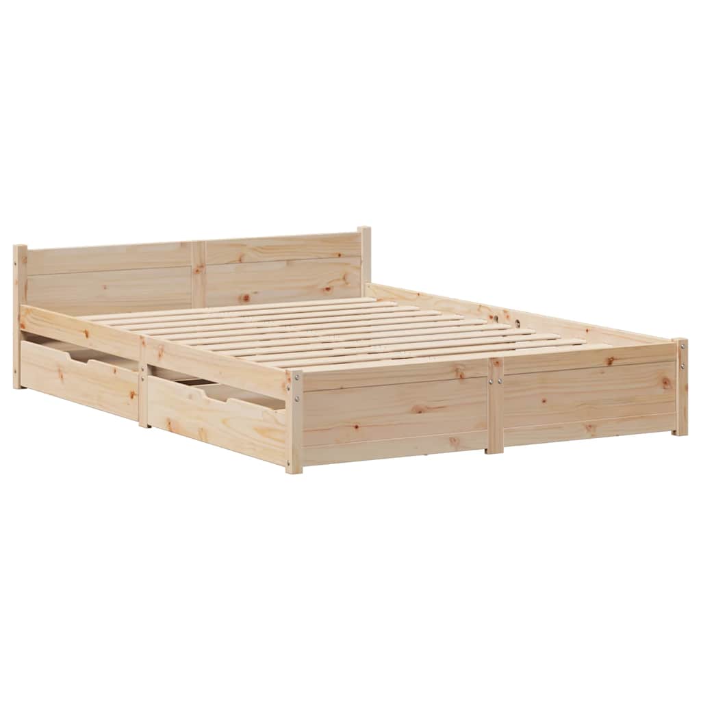 Estructura de cama sin colchón madera maciza de pino 120x190 cm V0651 Vetonek