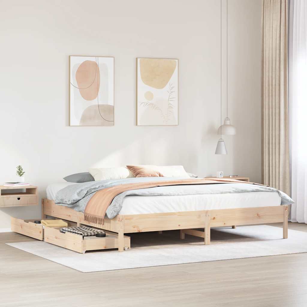 Vetonek Estructura de cama sin colchón madera maciza de pino 200x200 cm