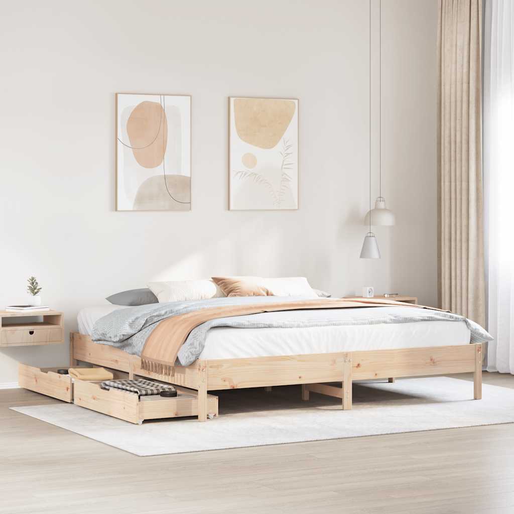 Vetonek Estructura de cama sin colchón madera maciza de pino 180x200 cm