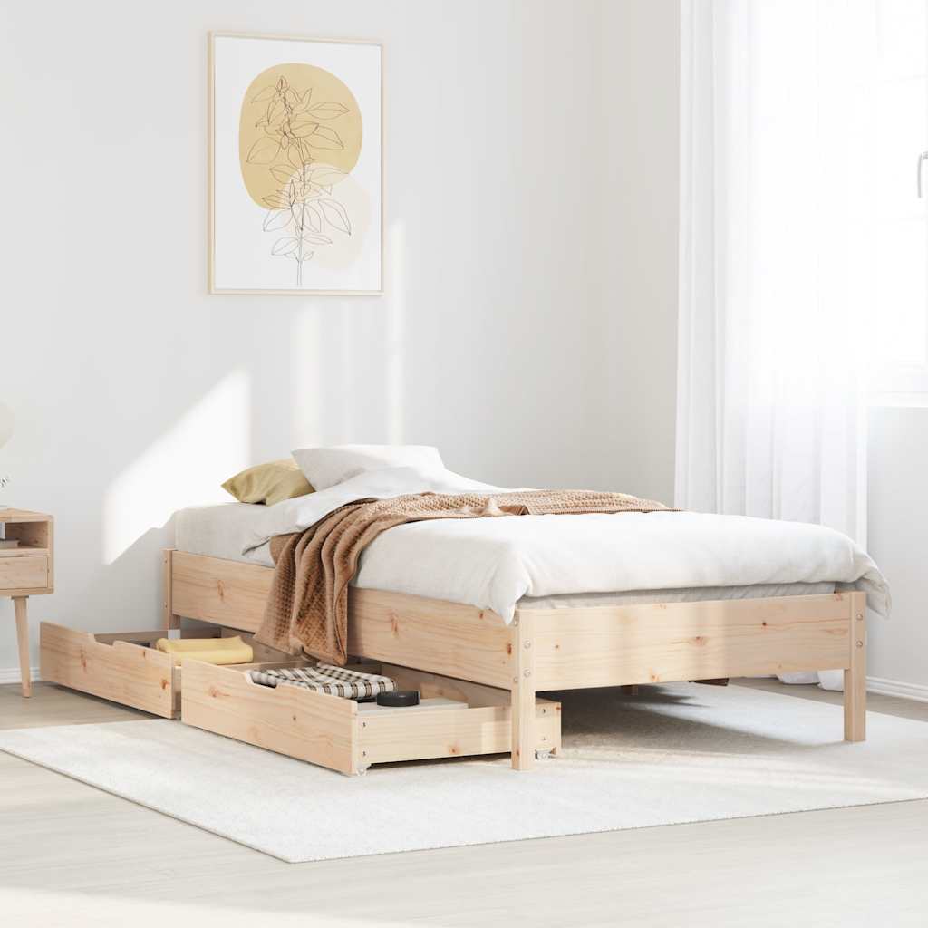 Vetonek Estructura de cama sin colchón madera maciza de pino 100x200 cm