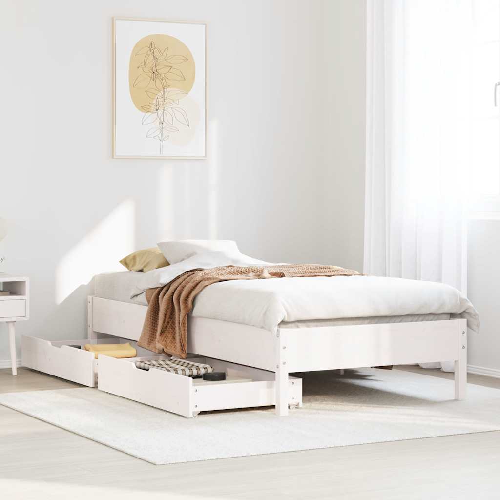 Vetonek Estructura cama sin colchón madera maciza pino blanca 100x200cm