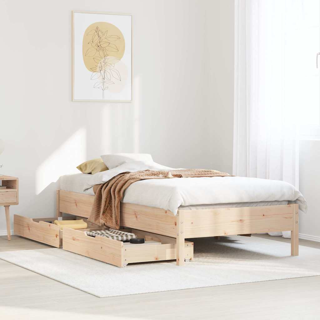 Vetonek Estructura de cama sin colchón madera maciza de pino 90x200 cm