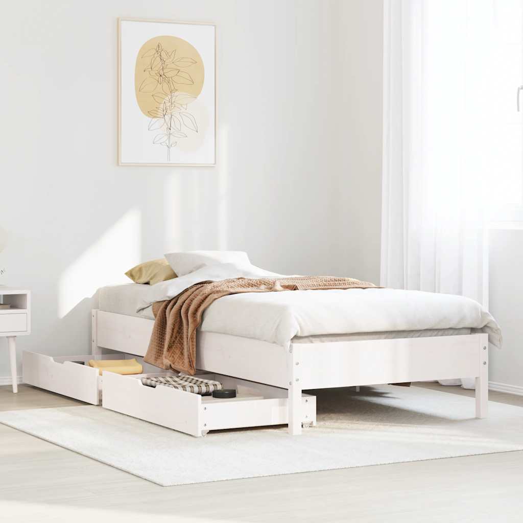 Vetonek Estructura de cama sin colchón madera de pino blanca 90x200 cm