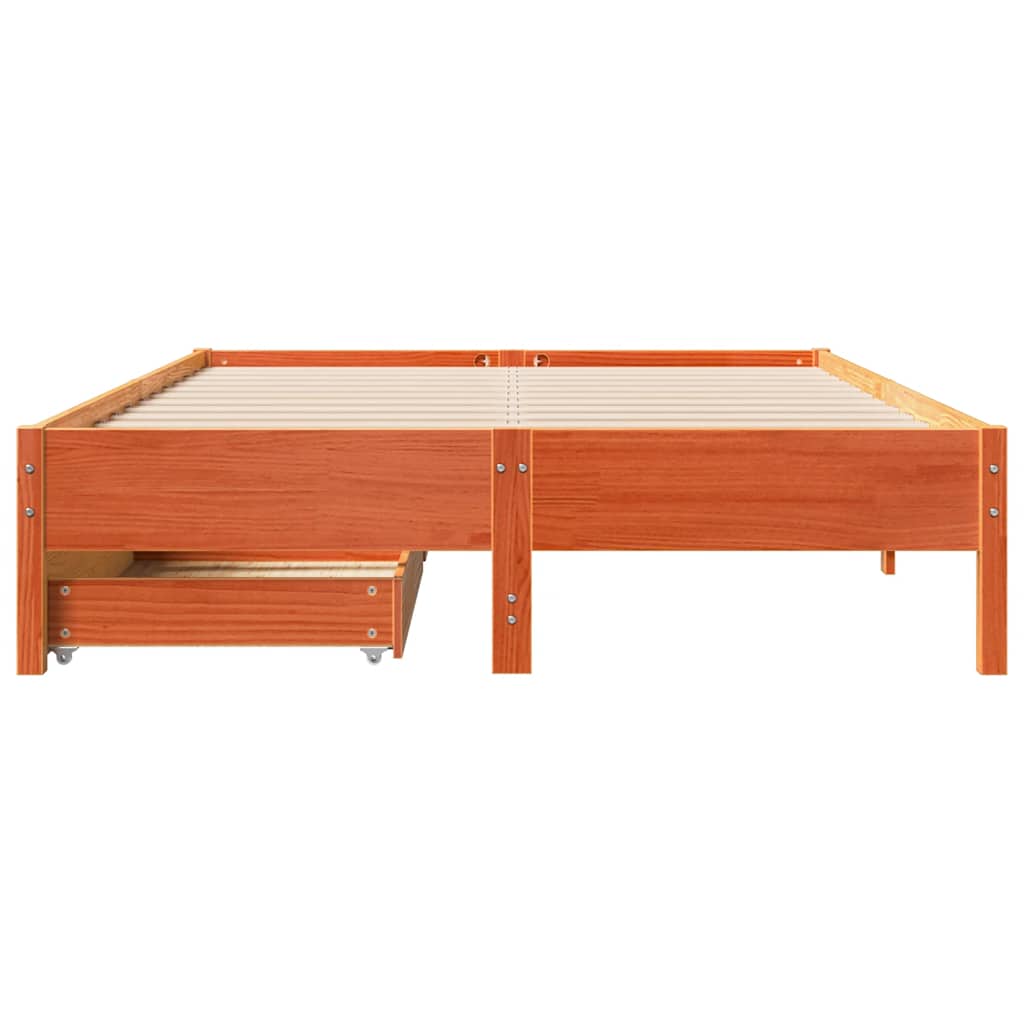 Estructura de cama sin colchón madera maciza marrón 135x190 cm - Vetonek
