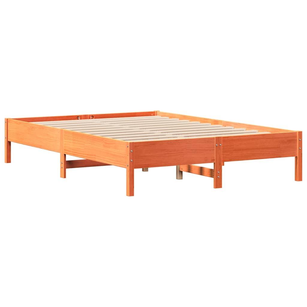 Estructura de cama sin colchón madera maciza marrón 135x190 cm - Vetonek