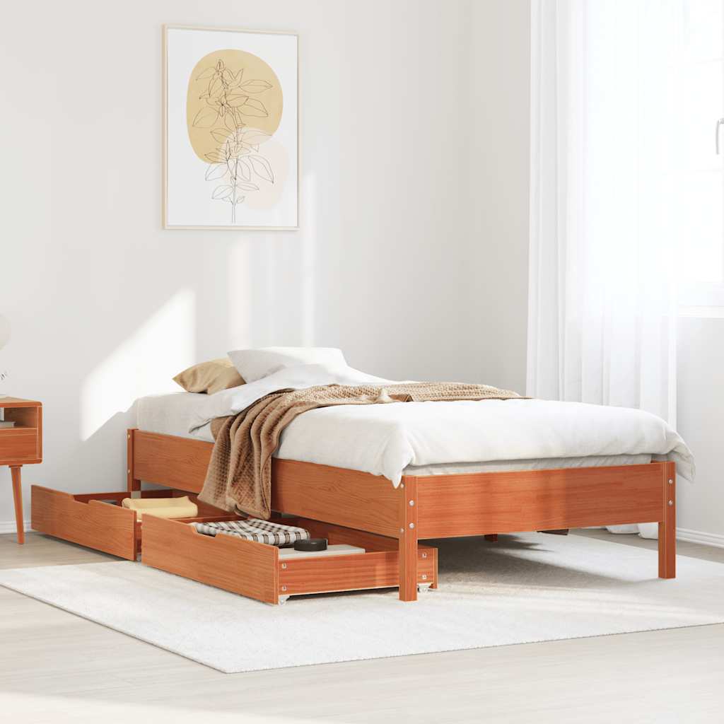Estructura de cama sin colchón madera maciza marrón 90x190 cm v1221 Vetonek