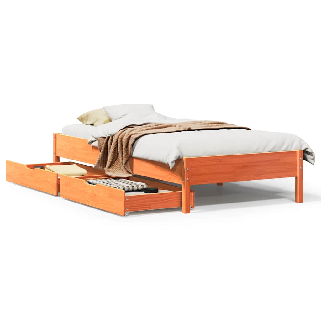 Estructura de cama sin colchón madera maciza marrón 75x190 cm v1252 - Vetonek
