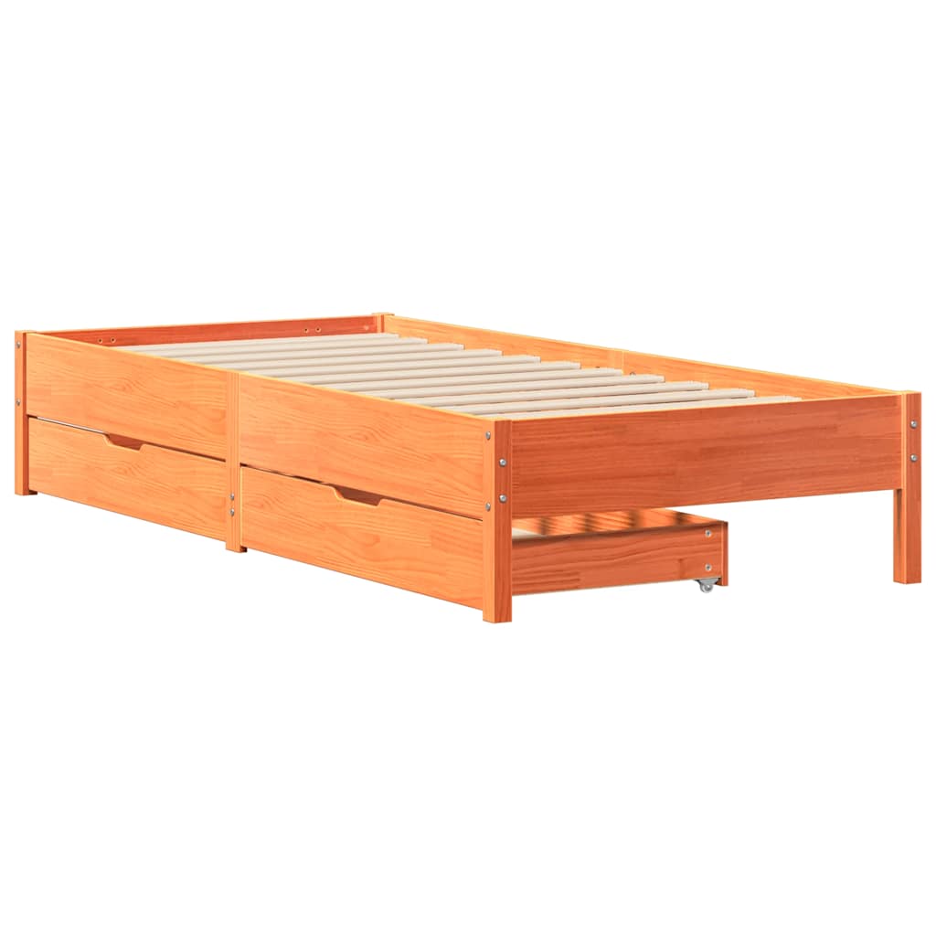 Cadre de lit sans matelas bois massif marron 75x190 cm v1252 - Vetonek