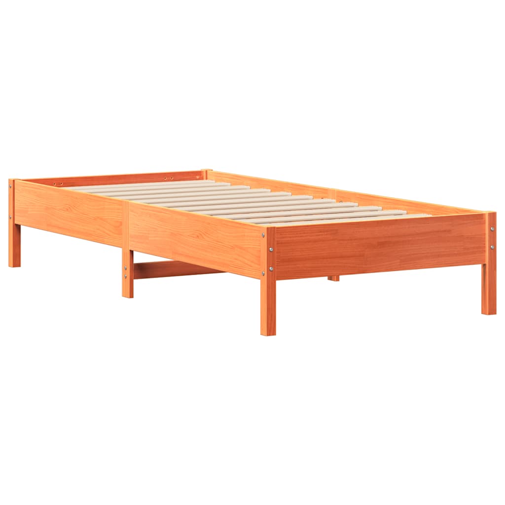 Cadre de lit sans matelas bois massif marron 75x190 cm v1252 - Vetonek