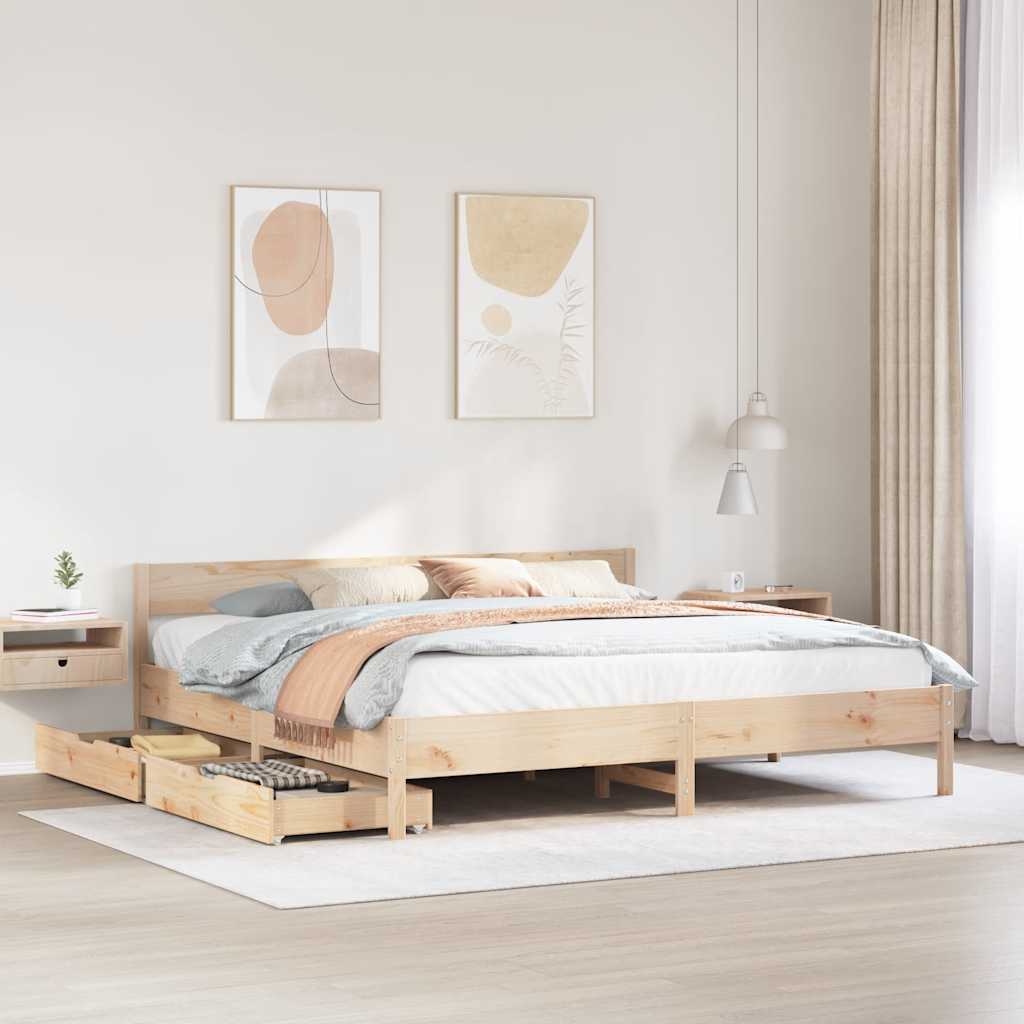 Vetonek Estructura de cama sin colchón madera maciza de pino 200x200 cm