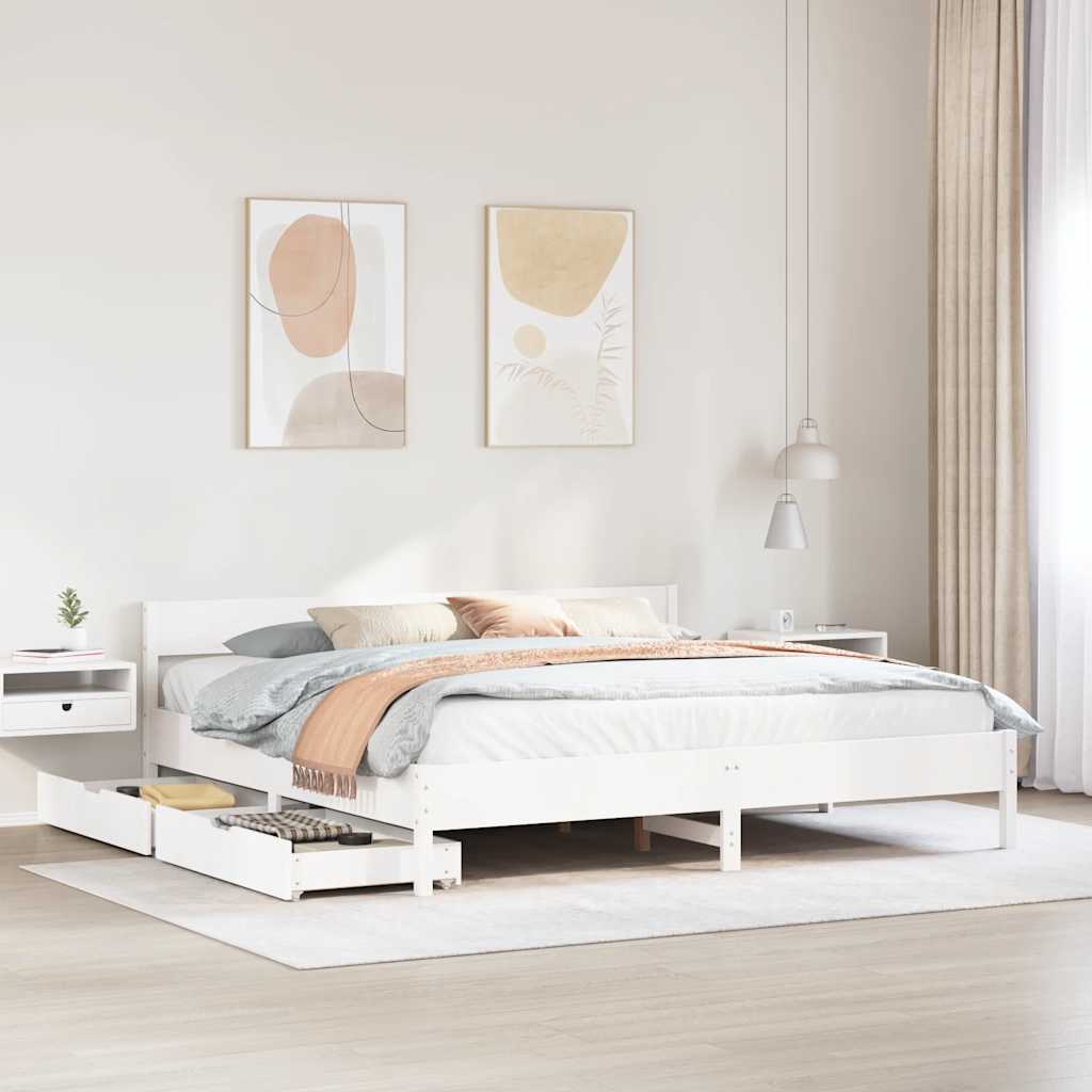 Vetonek Estructura de cama sin colchón madera maciza blanca 200x200 cm