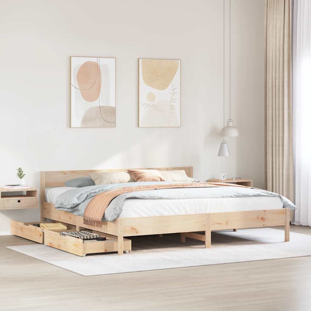 Vetonek Estructura de cama sin colchón madera maciza de pino 180x200 cm