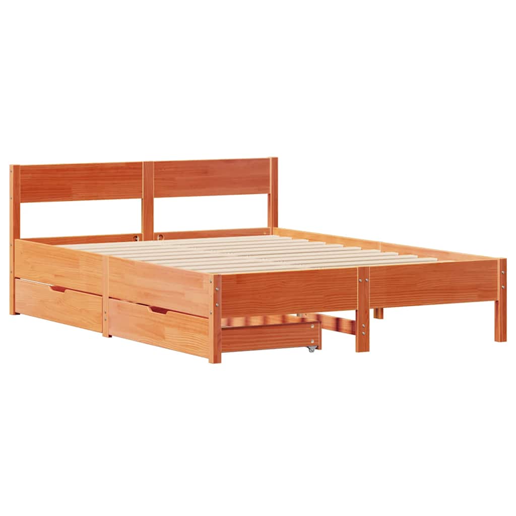 Estructura de cama sin colchón madera maciza marrón 120x190 cm - Vetonek