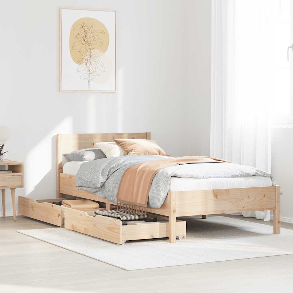 Vetonek Estructura de cama sin colchón madera maciza de pino 90x190 cm