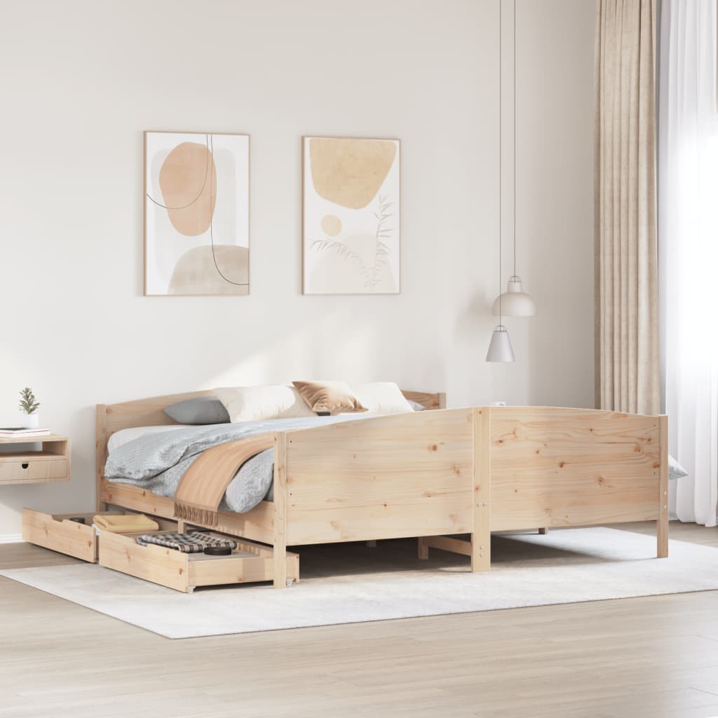 Vetonek Estructura de cama sin colchón madera maciza de pino 200x200 cm