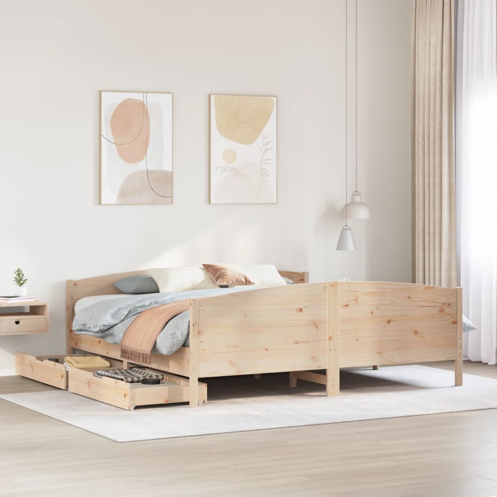 Vetonek Estructura de cama sin colchón madera maciza de pino 180x200 cm