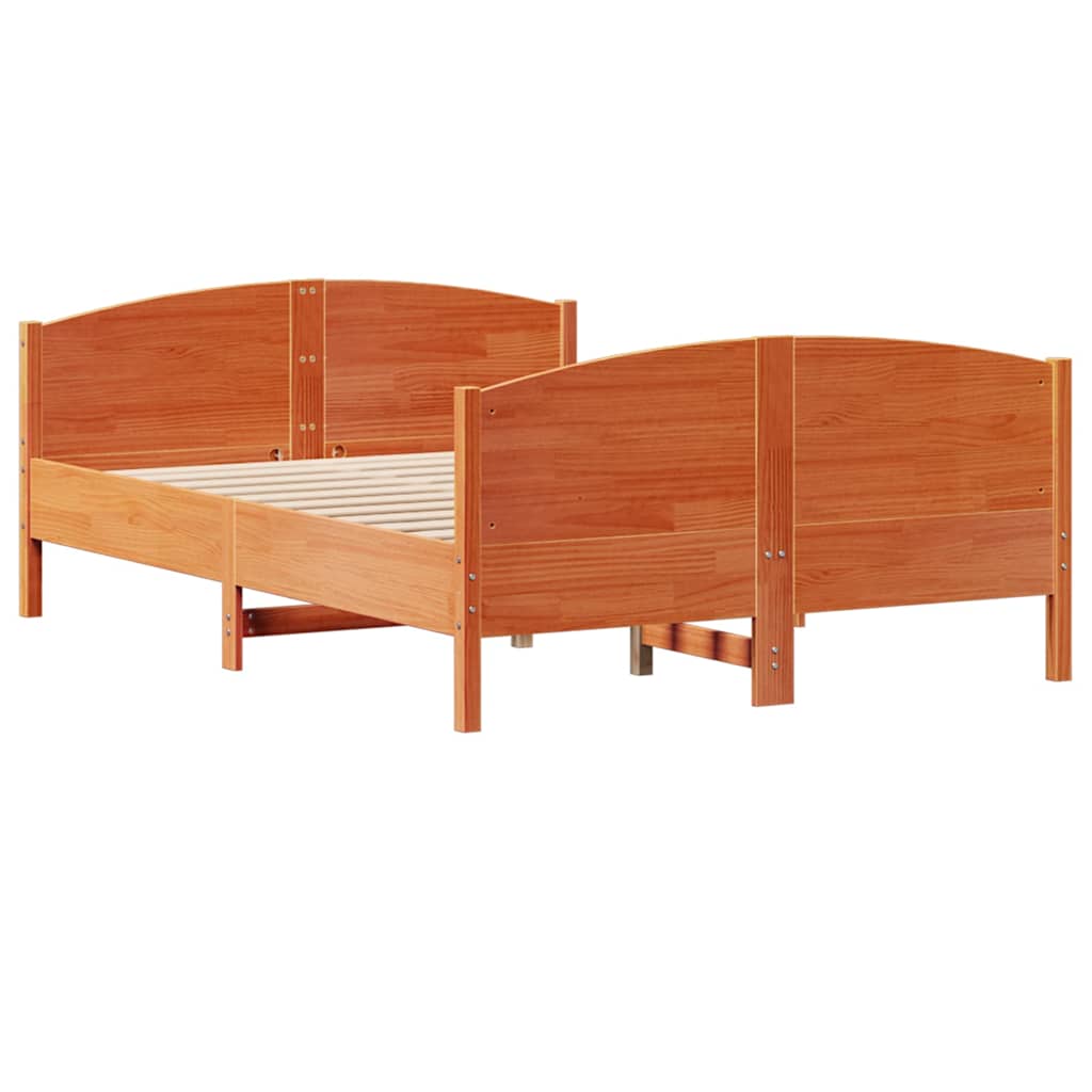 Estructura de cama sin colchón madera maciza marrón 135x190 cm v1887 - Vetonek