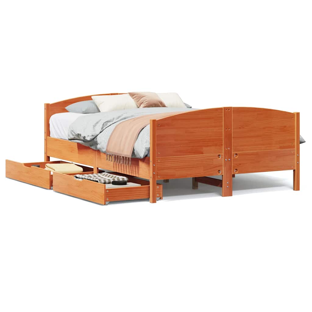 Vetonek Estructura de cama sin colchón madera maciza marrón 120x190 cm