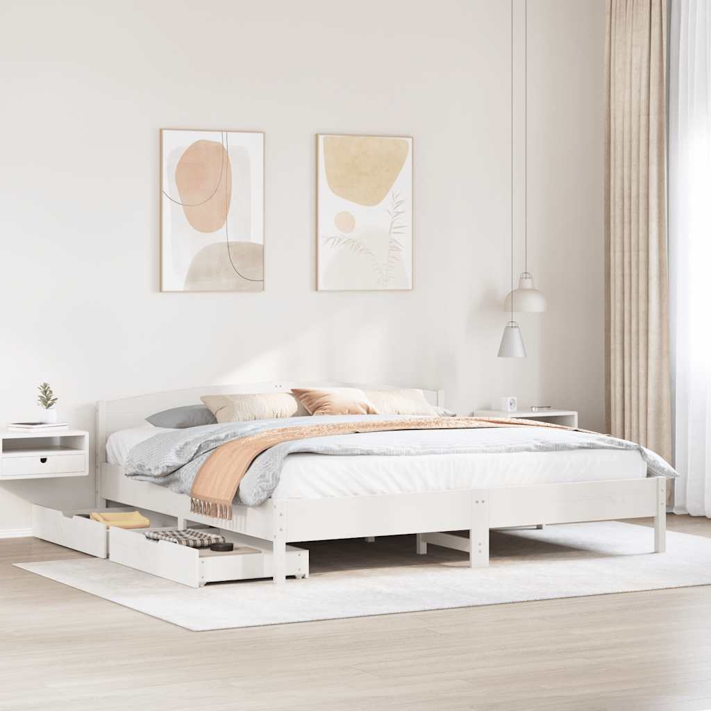 Vetonek Estructura de cama sin colchón madera maciza blanca 200x200 cm