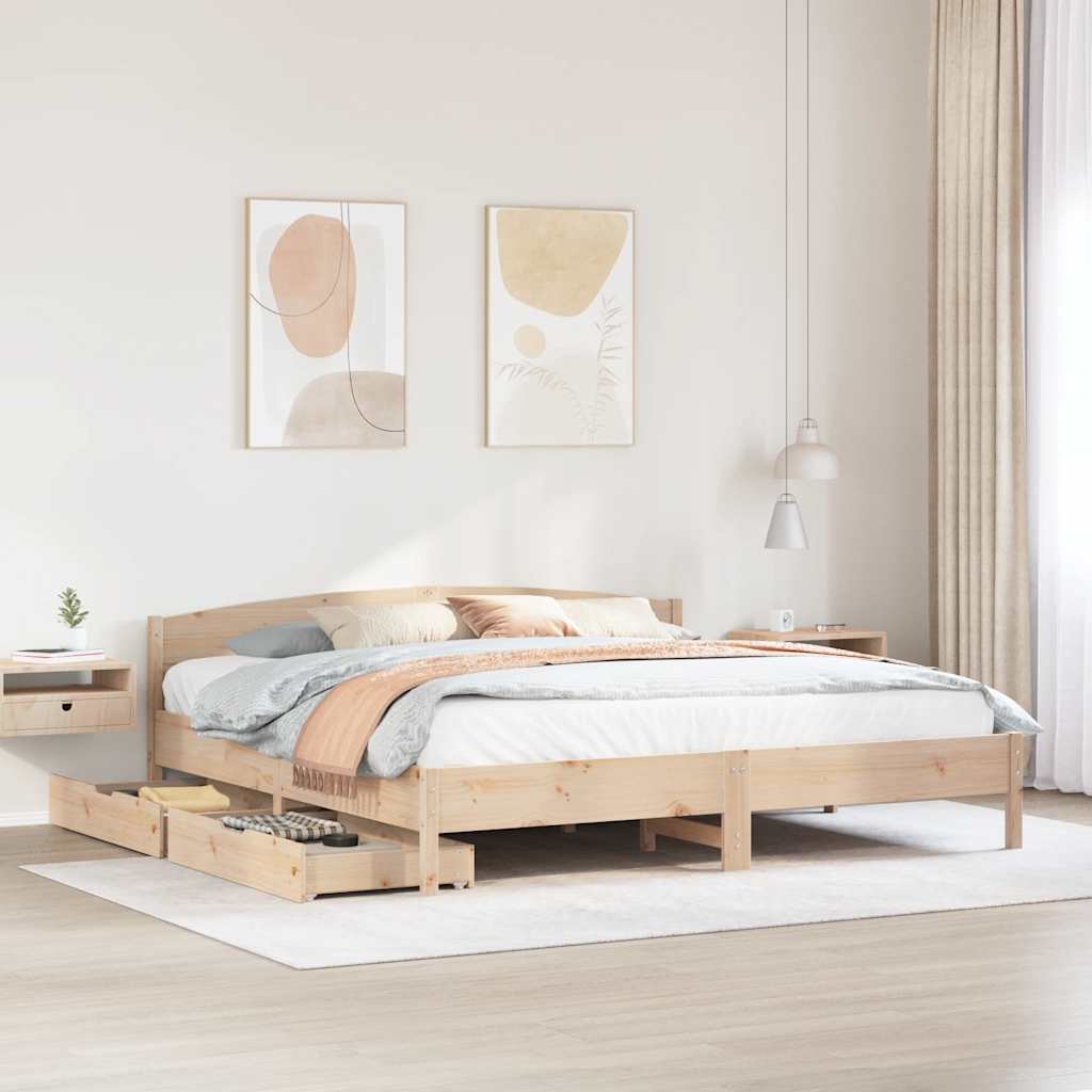 Vetonek Estructura de cama sin colchón madera maciza de pino 180x200 cm