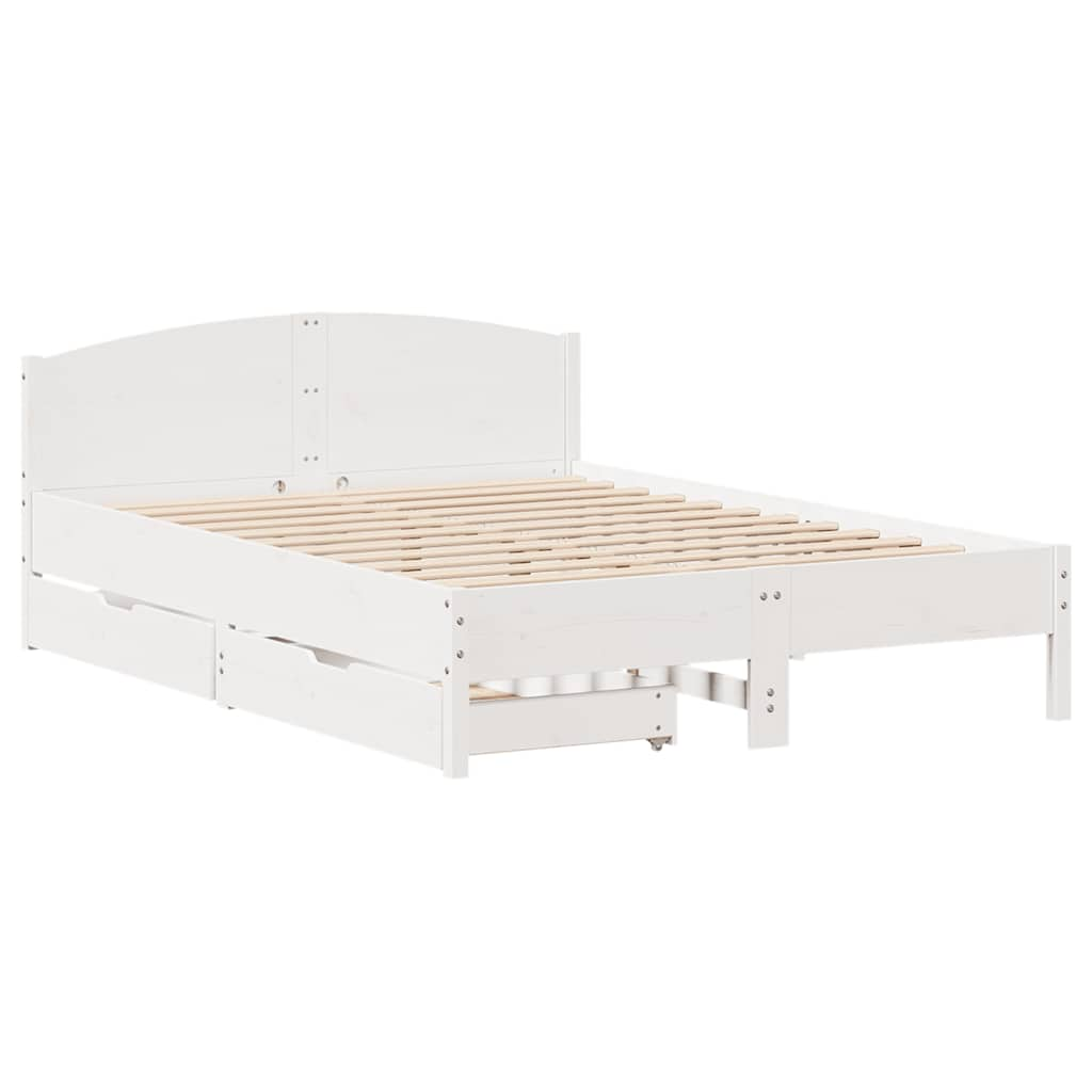 Estructura de cama sin colchón madera de pino blanca 140x200 cm