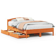 Vetonek Estructura de cama sin colchón madera maciza marrón 135x190 cm