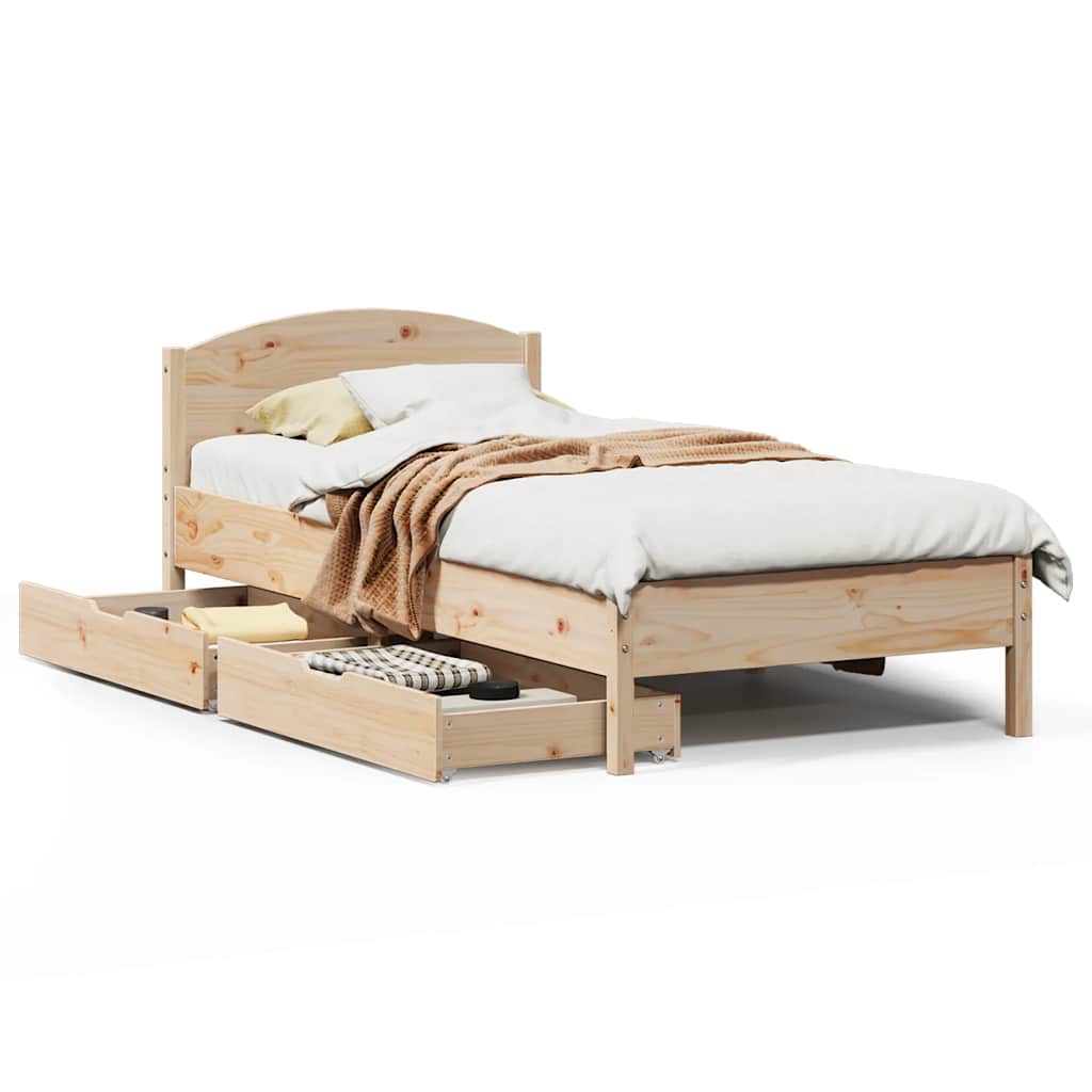 Vetonek Estructura de cama sin colchón madera maciza de pino 90x200 cm