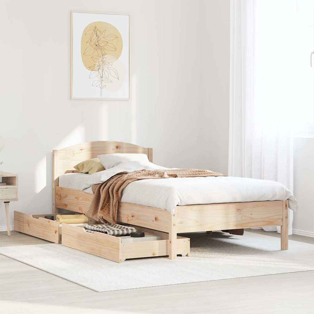 Vetonek Estructura de cama sin colchón madera maciza de pino 90x190 cm