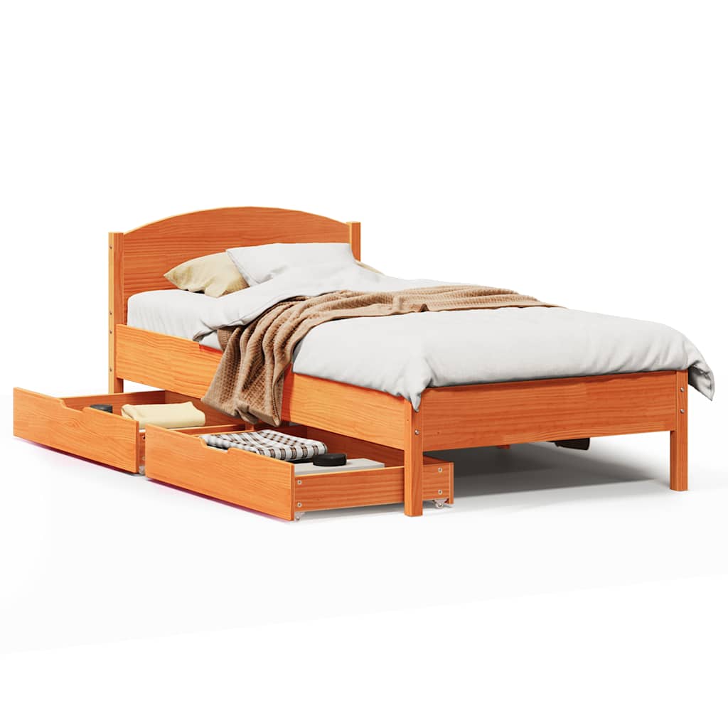 Vetonek Cadre de lit sans matelas bois massif marron 75x190 cm