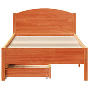 Cadre de lit sans matelas bois massif marron 75x190 cm - Vetonek