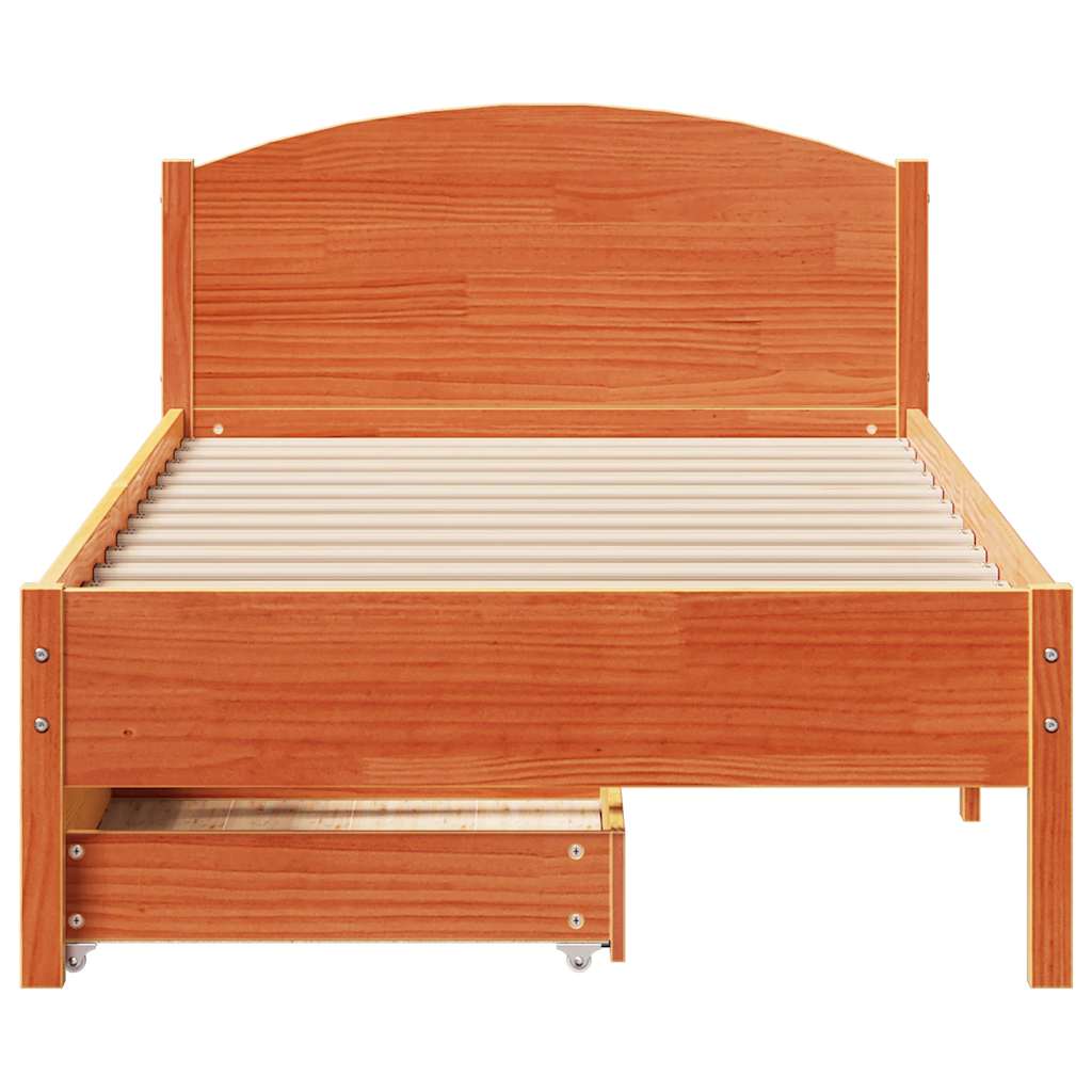 Cadre de lit sans matelas bois massif marron 75x190 cm - Vetonek