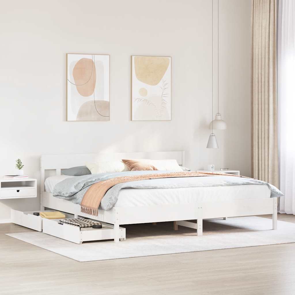 Vetonek Estructura de cama sin colchón madera maciza blanca 200x200 cm