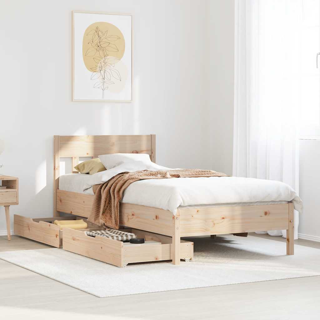 Vetonek Estructura de cama sin colchón madera maciza de pino 100x200 cm