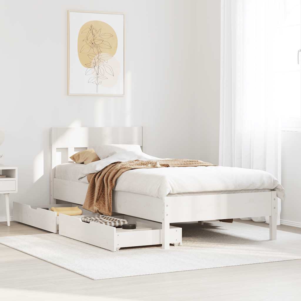 Vetonek Estructura cama sin colchón madera maciza pino blanca 100x200cm