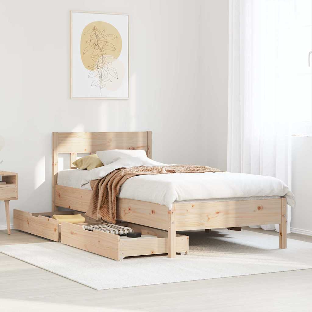 Vetonek Estructura de cama sin colchón madera maciza de pino 90x200 cm