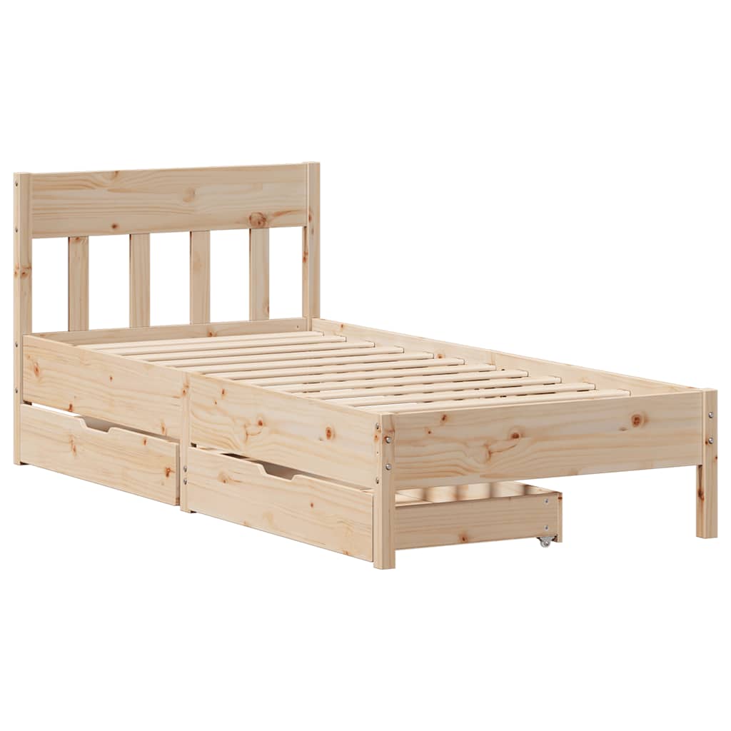 Estructura de cama sin colchón madera maciza de pino 90x190 cm v2761 - Vetonek