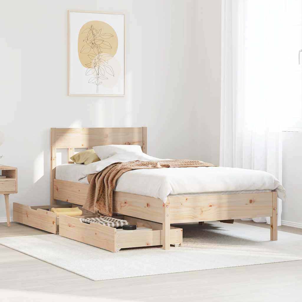 Estructura de cama sin colchón madera maciza de pino 90x190 cm v2761 Vetonek