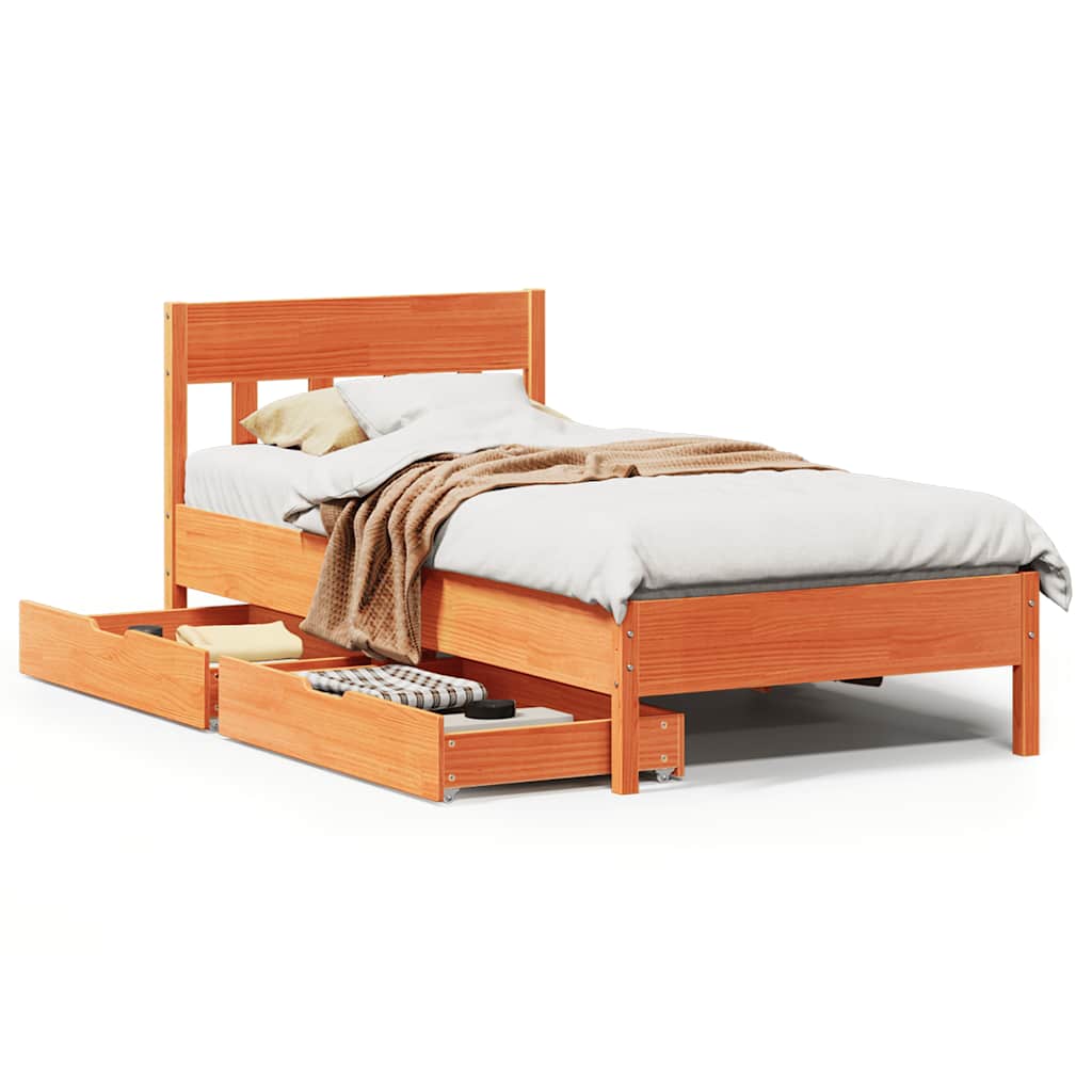 Vetonek Estructura de cama sin colchón madera maciza marrón 90x190 cm